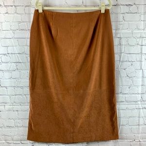 VINTAGE BAGATELLE Skirt Faux Suede Brown Midi Length Size 16